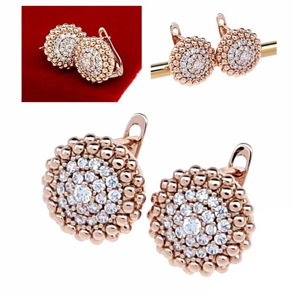 646 Złote kolczyki cyrkonie pozłacane rose gold Xuping wiszące 