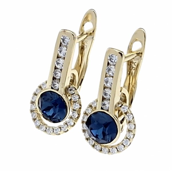 2341 Kolczyki złote pozłacane cyrkonie wiszące 14K Xuping Austrian Crystal