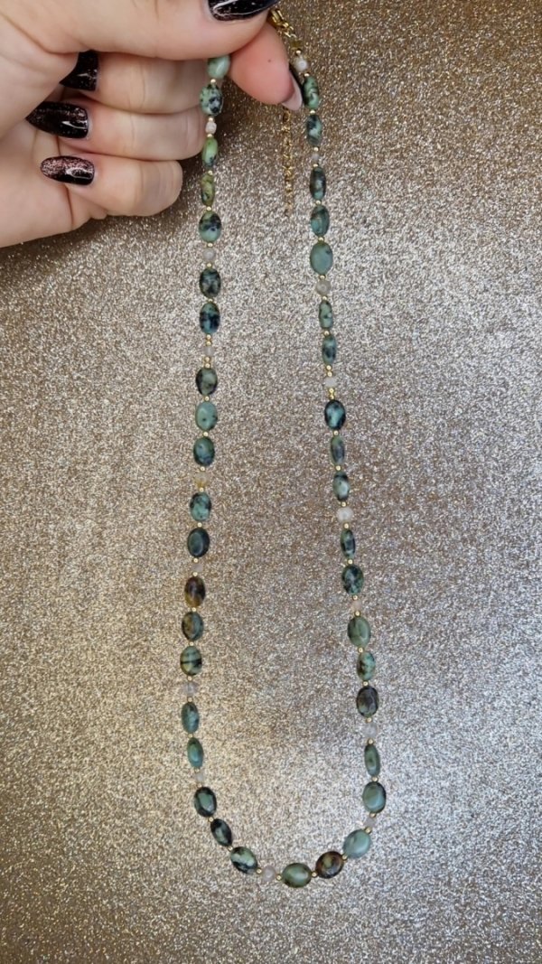 1917c Naszyjnik Turkus afrykański kamień naturalny 46cm