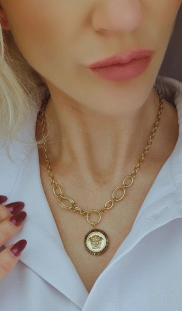 @793 Złoty łańcuszek naszyjnik 42+5 stal chirurgiczna 316L celebrytka Viki lady