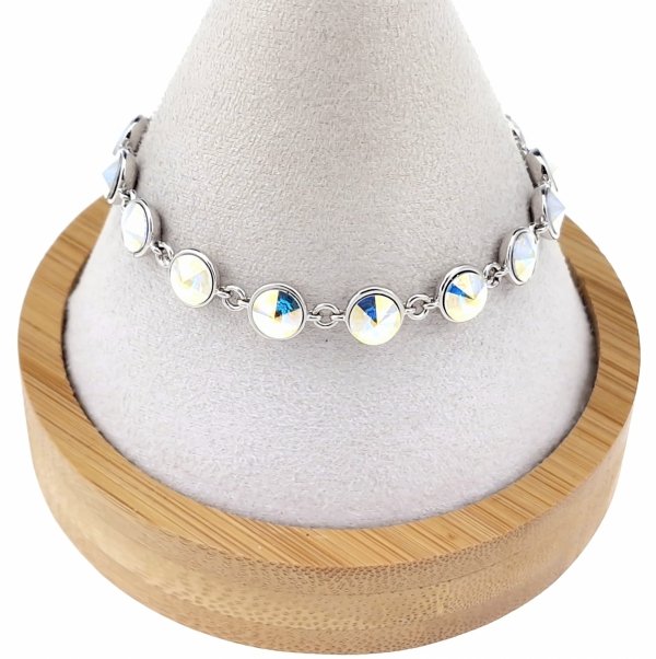 3713 Bransoletka srebrna pozłacana białym złotem 17+3cm Xuping Austrian Crystal