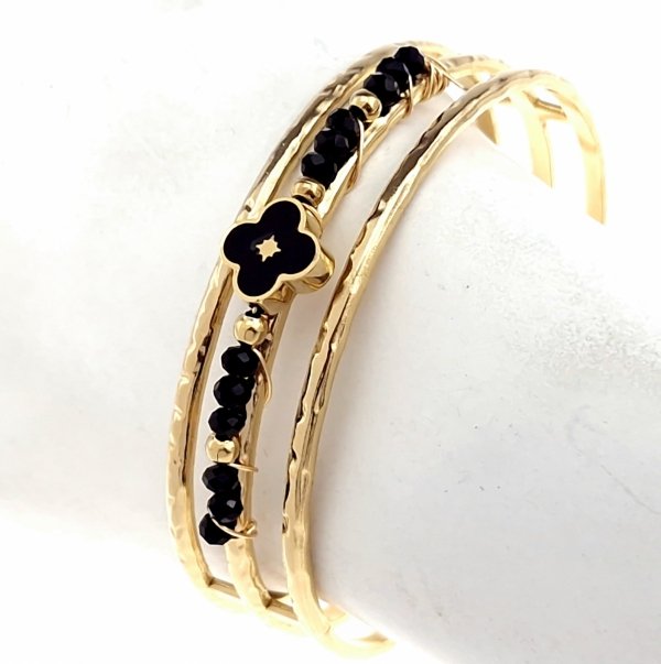 3956 Bransoletka złota elegancka 5,5cm pozłacana 14k bangla Acero
