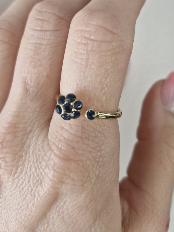 1175j Pierścionek złoty pozłacany 14k cyrkonie Austrian Crystal regulowany