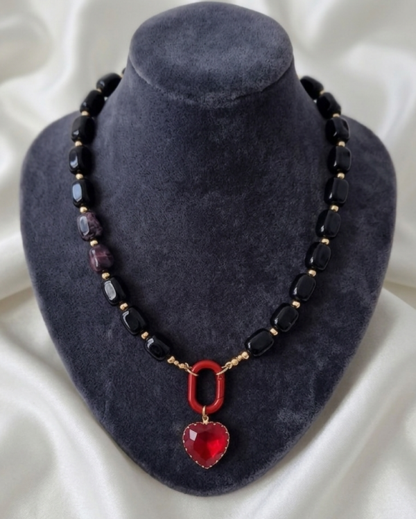 2319k Naszyjnik agat kamień naturalny 53cm stal chirurgiczna nierdzewna 