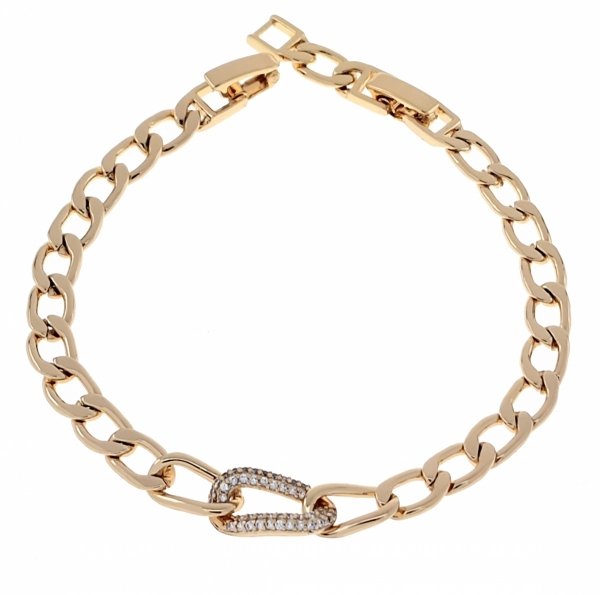4116 Bransoletka złota cyrkonie pozłacana 20cm 18k Xuping 