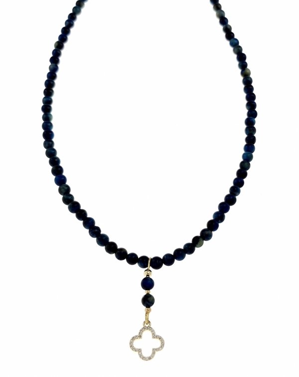 1933h Naszyjnik naturalny kamień niebieskie tygrysie oko 43+5cm stal chirurgiczna 