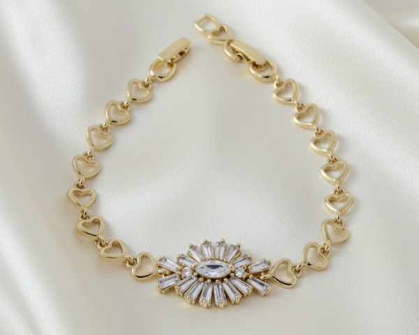 13e Bransoletka elegancka złota 17+2cm pozłacana 14k cyrkonie