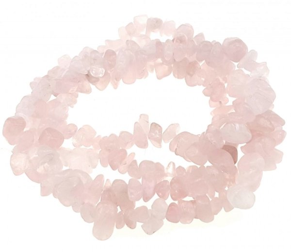 1668 Kwarc różowy kamień naturalny sieczka drobna 5-7mm sznur 80cm