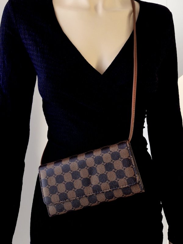 to75 Elegancka torebka 2w1 portfel brązowa