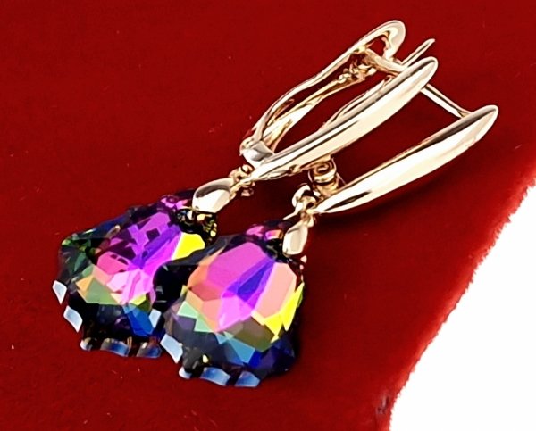 353 Kolczyki złote Austrian Crystal cyrkonia pozłacane 18k Xuping wiszące