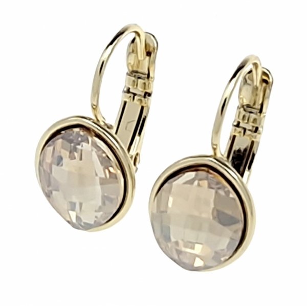 2568 Kolczyki złote pozłacane cyrkonie wiszące 14K Xuping Austrian Crystal