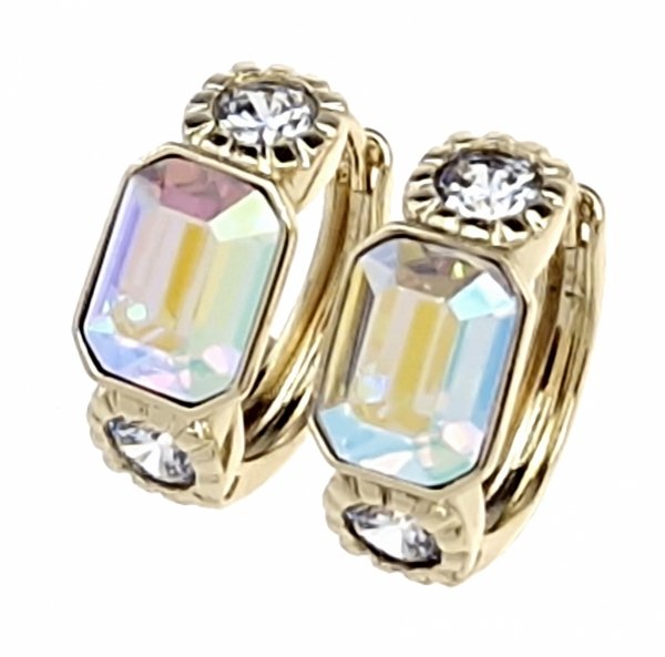 009 Kolczyki złote pozłacane Austrian Crystal wiszące 14K cyrkonie Xuping 