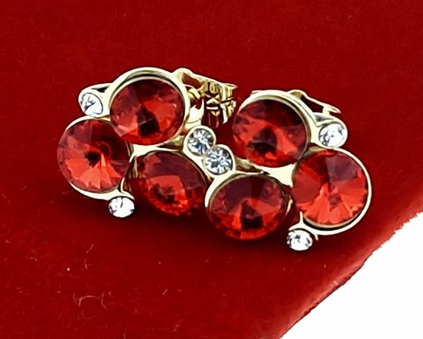 3387 Kolczyki złote Austrian Crystal cyrkonia pozłacane 18k Xuping wtyczki 
