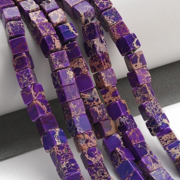 sz111 Jaspis cesarski kamień naturalny, kształt kostki 6x6x6mm