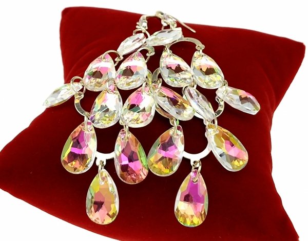 325b Kolczyki złote pozłacane wiszące 14K cyrkonie