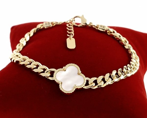 3529 Bransoletka elegancka złota 17+3cm pozłacana 14k koniczyna marokańska