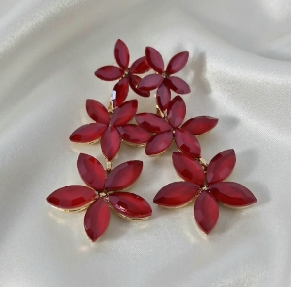 3080 Kolczyki złote pozłacane wiszące 14K cyrkonie kwiatki