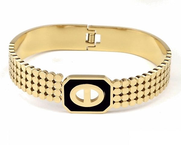 op135 Bransoletka złota 6cm stal chirurgiczna bangla 316L 