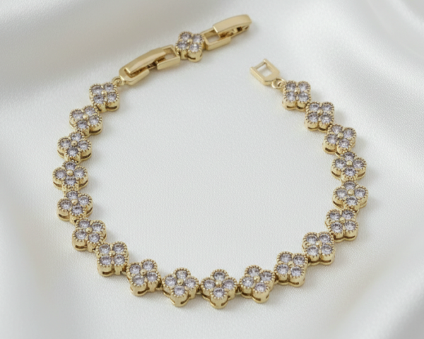 2101 Bransoletka elegancka złota 17+2cm pozłacana 14k koniczyna marokańska