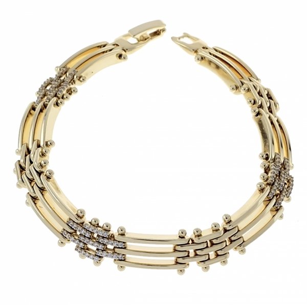 1921h Bransoletka elegancka złota 19cm pozłacana 14k Xuping cyrkonie 