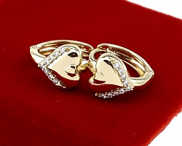 0137 Kolczyki złote pozłacane wiszące 14K Xuping cyrkonie serce