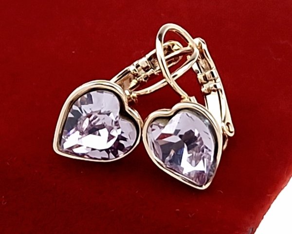 4268 Kolczyki złote Austrian Crystal cyrkonia pozłacane 18k Xuping wiszące serce