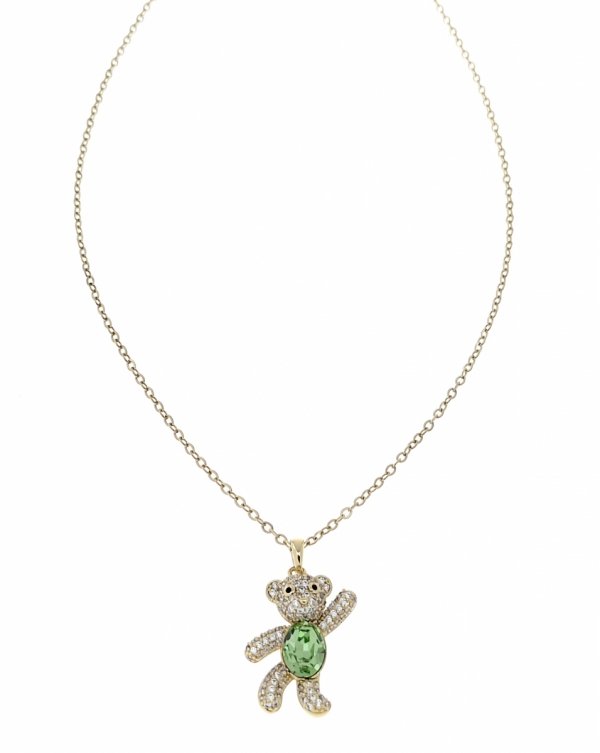 @649b Złoty łańcuszek Austrian Crystal 40+5 naszyjnik pozłacany 14K Xuping miś