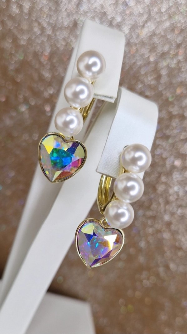 1554 Kolczyki złote pozłacane Austrian Crystal wiszące 14K cyrkonie Xuping 