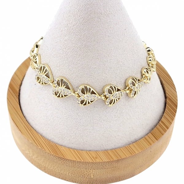 1391 Bransoletka złota elegancka cyrkonie 19cm pozłacana 14k Aisadi