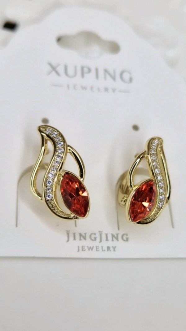 4962 Kolczyki złote pozłacane Austrian Crystal wiszące 14K cyrkonie Xuping 