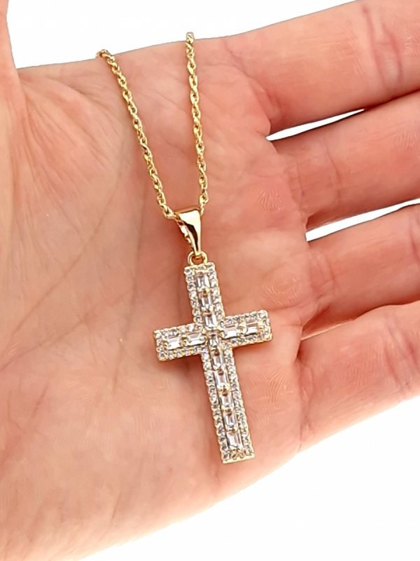 1336 Złota zawieszka cyrkonie pozłacana 18k Xuping krzyżyk 