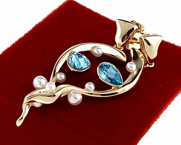 0322 Kolczyki złote pozłacane Austrian Crystal wiszące 14K cyrkonie Xuping 