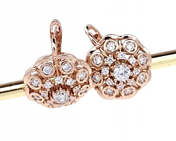 792b Złote kolczyki cyrkonie pozłacane rose gold Xuping wiszące 
