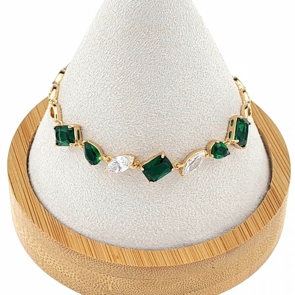 2954 Bransoletka cyrkonie złota 19cm pozłacana 18k Xuping