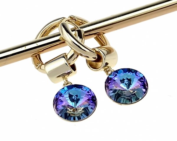 1326 Kolczyki złote Austrian Crystal pozłacane cyrkonie wiszące 14K Xuping 