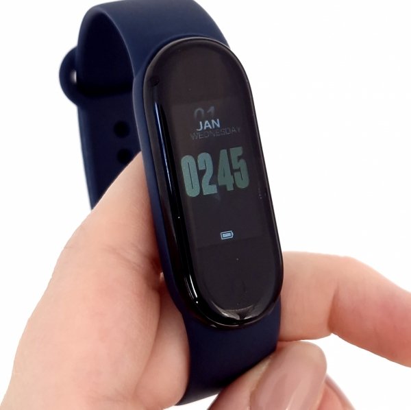 N39 Zegarek opaska SmartBand M8 wygodny sylikonowy pasek granatowy