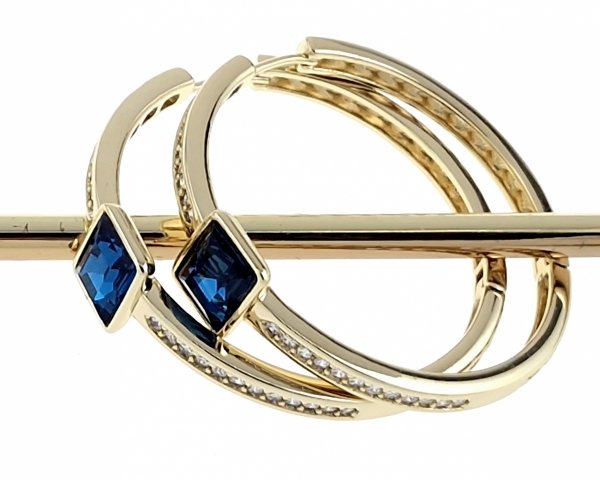 2212 Kolczyki złote pozłacane Austrian Crystal wiszące 14K cyrkonie Xuping 