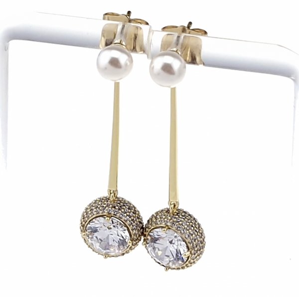 2399c Kolczyki złote pozłacane wiszące 14K Xuping cyrkonie