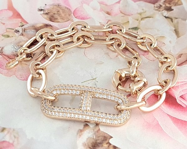 4003 Bransoletka złota cyrkonie 21cm pozłacana 18K Xuping