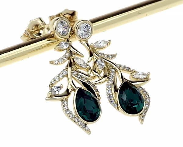 0162 Kolczyki złote pozłacane cyrkonie wiszące 14K Xuping Austrian Crystal