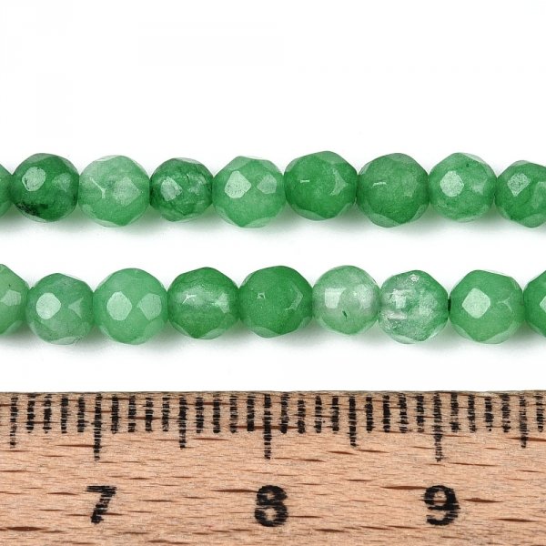 4193 Jadeit fasetowany okrągły kamień naturalny 4mm pasmo 38cm