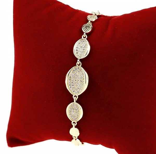 3994 Bransoletka złota elegancka cyrkonie 19cm pozłacana 14k Aisadi