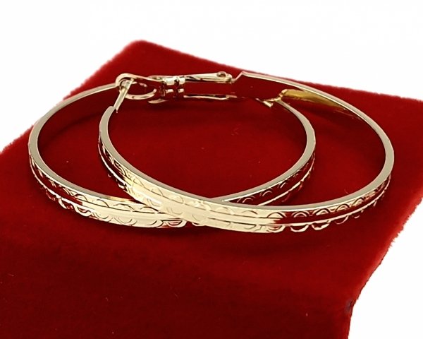3040 Kolczyki złote pozłacane wiszące 14K Xuping koła 3,5cm