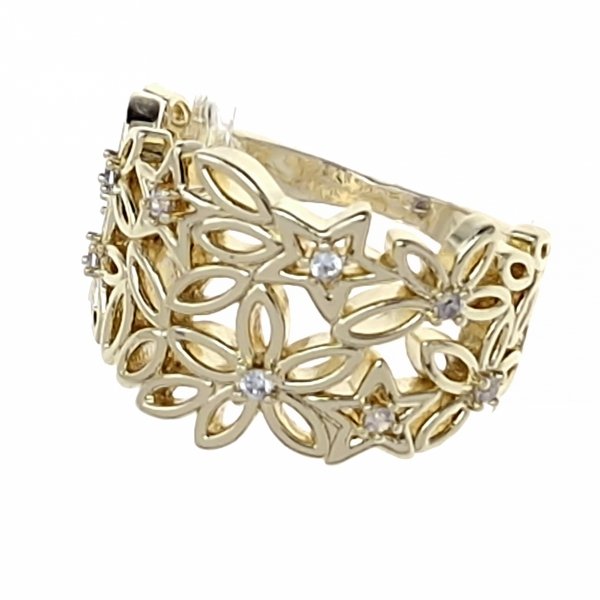 2867 Pierścionek złoty pozłacany 14k cyrkonie