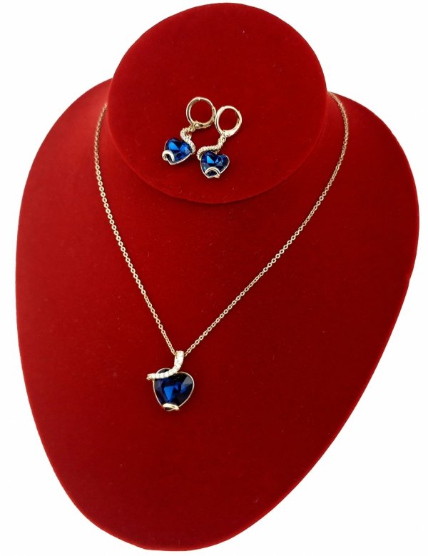 sz230 Złoty komplet kolczyki łańcuszek 39+5 pozłacany 14k Swaro Austrian Crystal