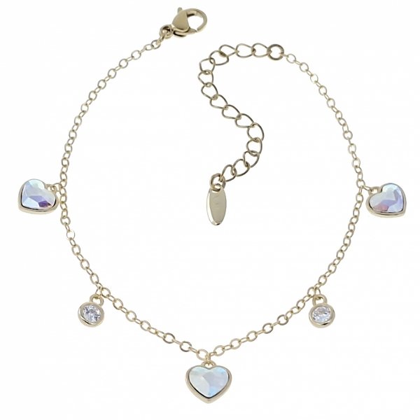 722a Bransoletka elegancka Austrian Crystal złota cyrkonie 16,5+5 pozłacana 14k Xuping serce