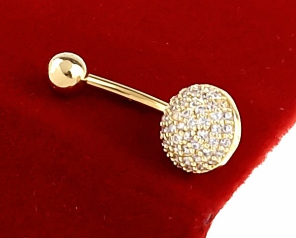 4818 Kolczyk do pępka Stal 316L złoty pozłacany 14k cyrkonie 