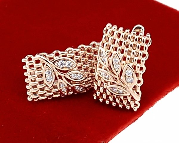3755 Złote kolczyki cyrkonie pozłacane rose gold Xuping wiszące 
