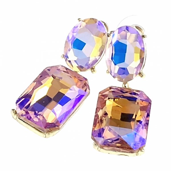 2796c Kolczyki złote pozłacane wiszące 14K cyrkonie Viki Lady błyszczące kryształki