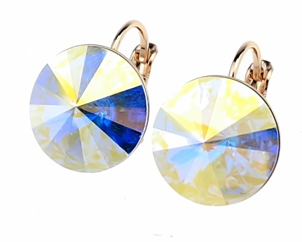 1771a Kolczyki złote pozłacane 18k wiszące Austrian Crystal